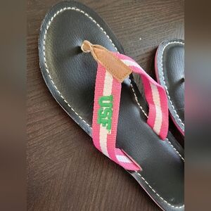 USF Pink and White Flip Flops
